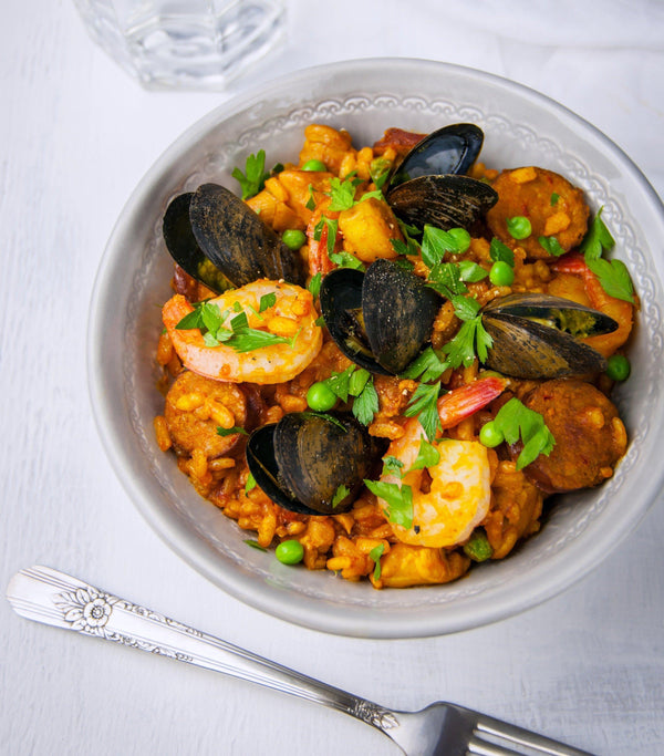 Bone Broth + Seafood Paella