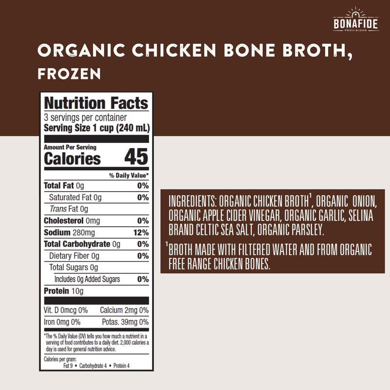 12 Pack Frozen Organic Chicken Bone Broth