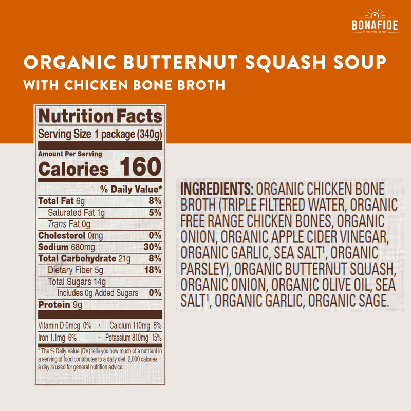 10 Pack Frozen Organic Butternut Squash Soup